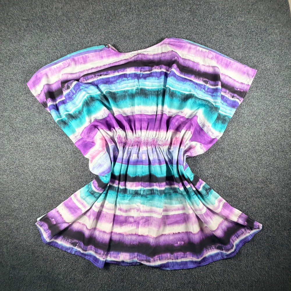 Lane Bryant‎ Swim Cover Up Womens 14/16 Multicolor Striped V-Neck Smocked Beach